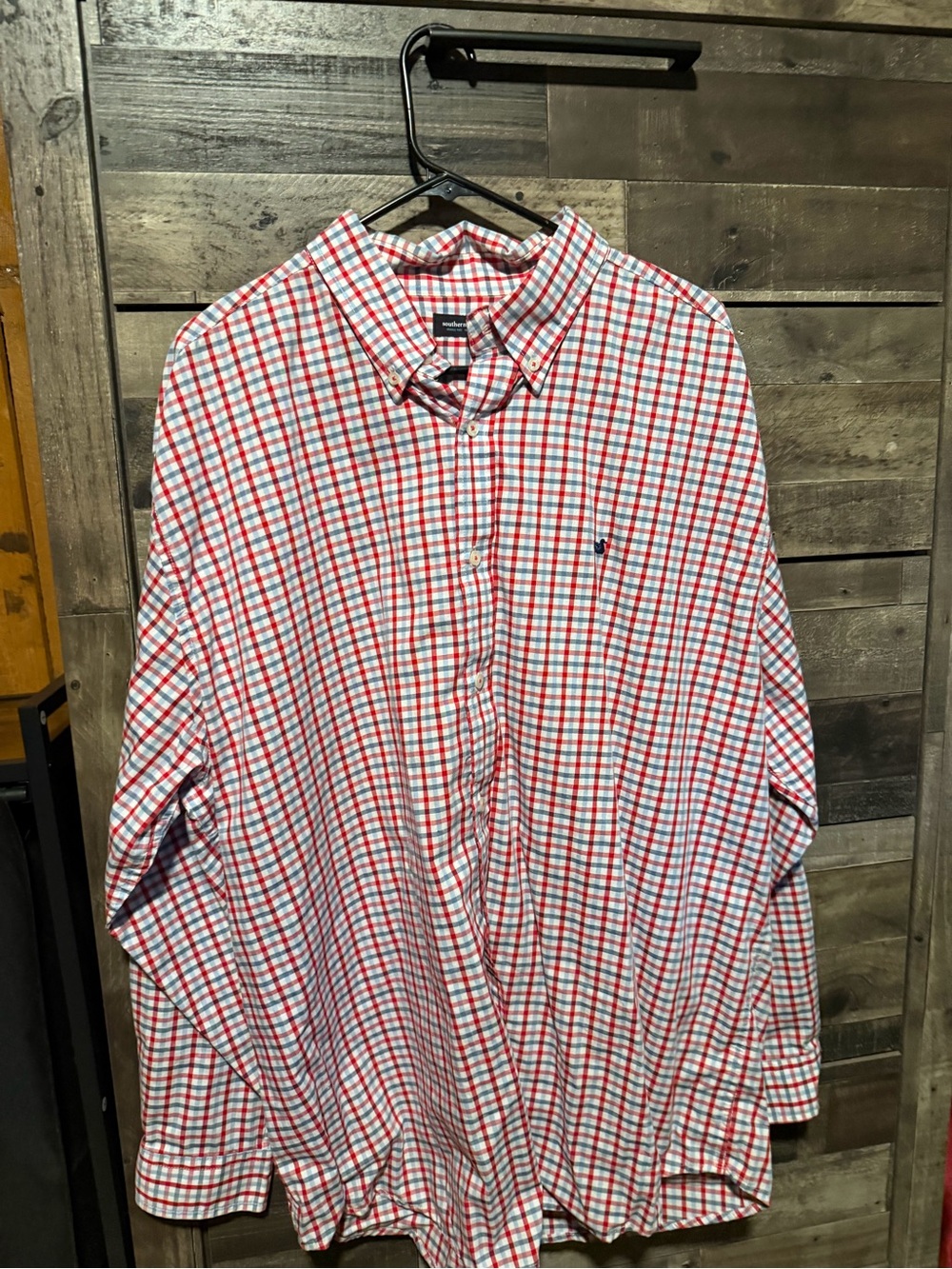 southern marsh Men's Plaid Button-Down Shirt - Red & Blue